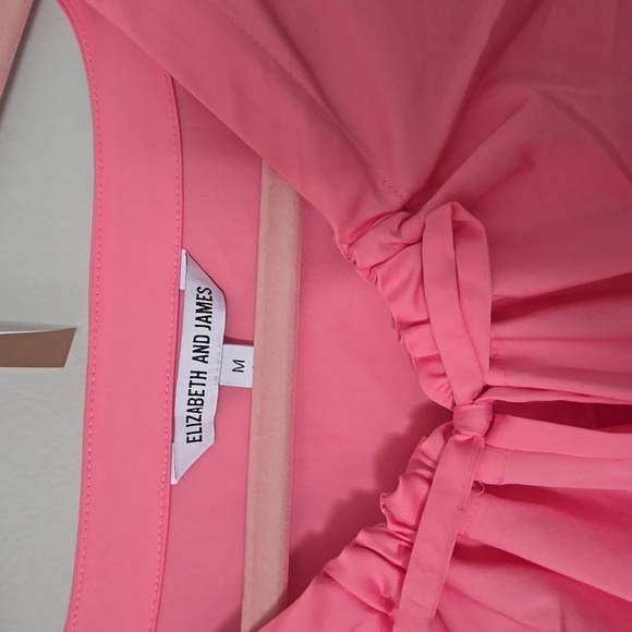 Elizabeth and James Pink Puff Sleeve Blouse Top Medium - Picture 2 of 3